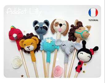 Pencil Tips - Animals3 - Crochet pattern - PDF file - FR explanations - Amigurumi