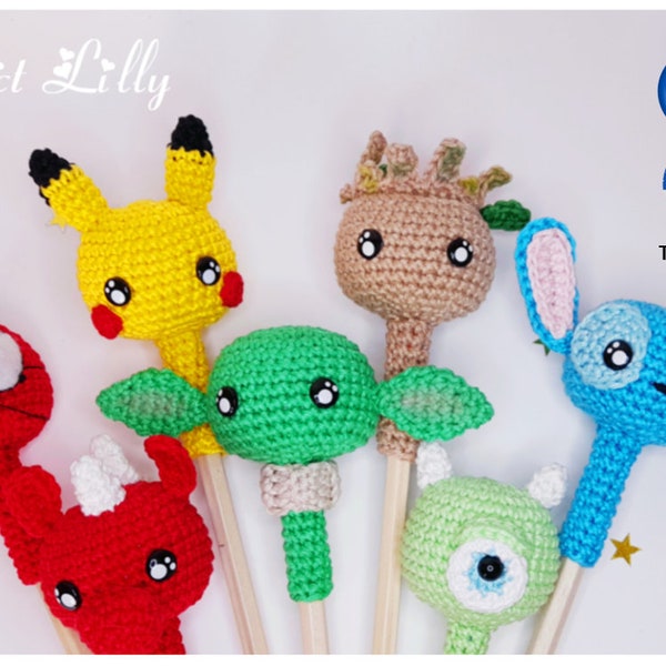 Embouts à Crayon - Fantastique - Patron au crochet - Fichier PDF - Explications FR/US- Amigurumi