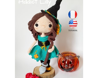 Isalyne the witch - Crochet doll - Crochet Doll - Crochet pattern - PDF file - FR/US explanations - Amigurumi