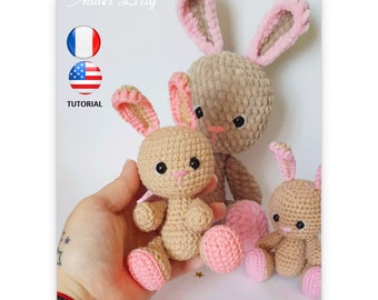 Bean le lapin - Lapin au crochet - Patron au crochet - Fichier PDF - Explications FR/US- Amigurumi