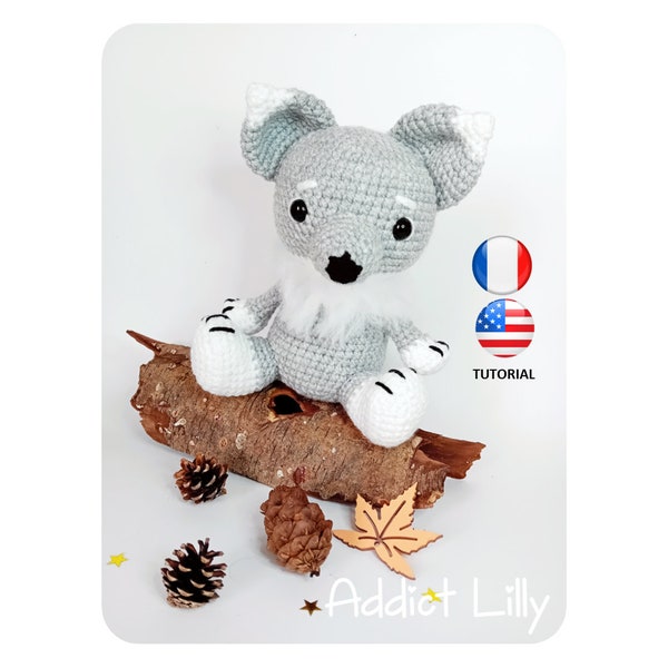 Midnight le loup - Loup au crochet - Tutoriel PDF - Crochet - Amigurumi - Explications FR/US