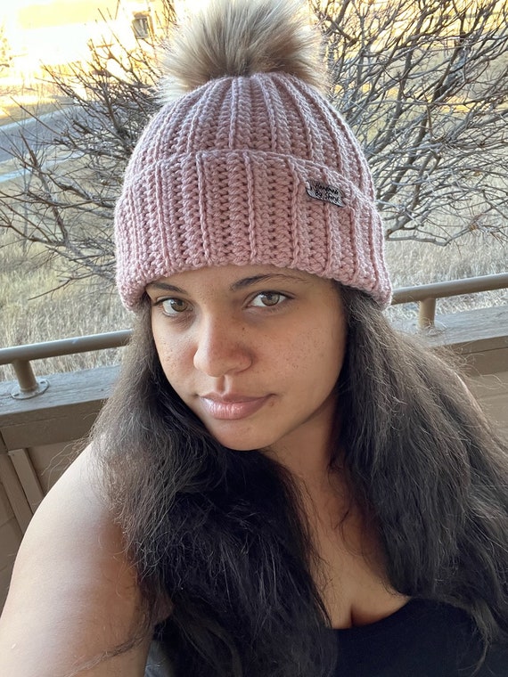 Crocheted Ribbed Pom Pom Hat | Etsy