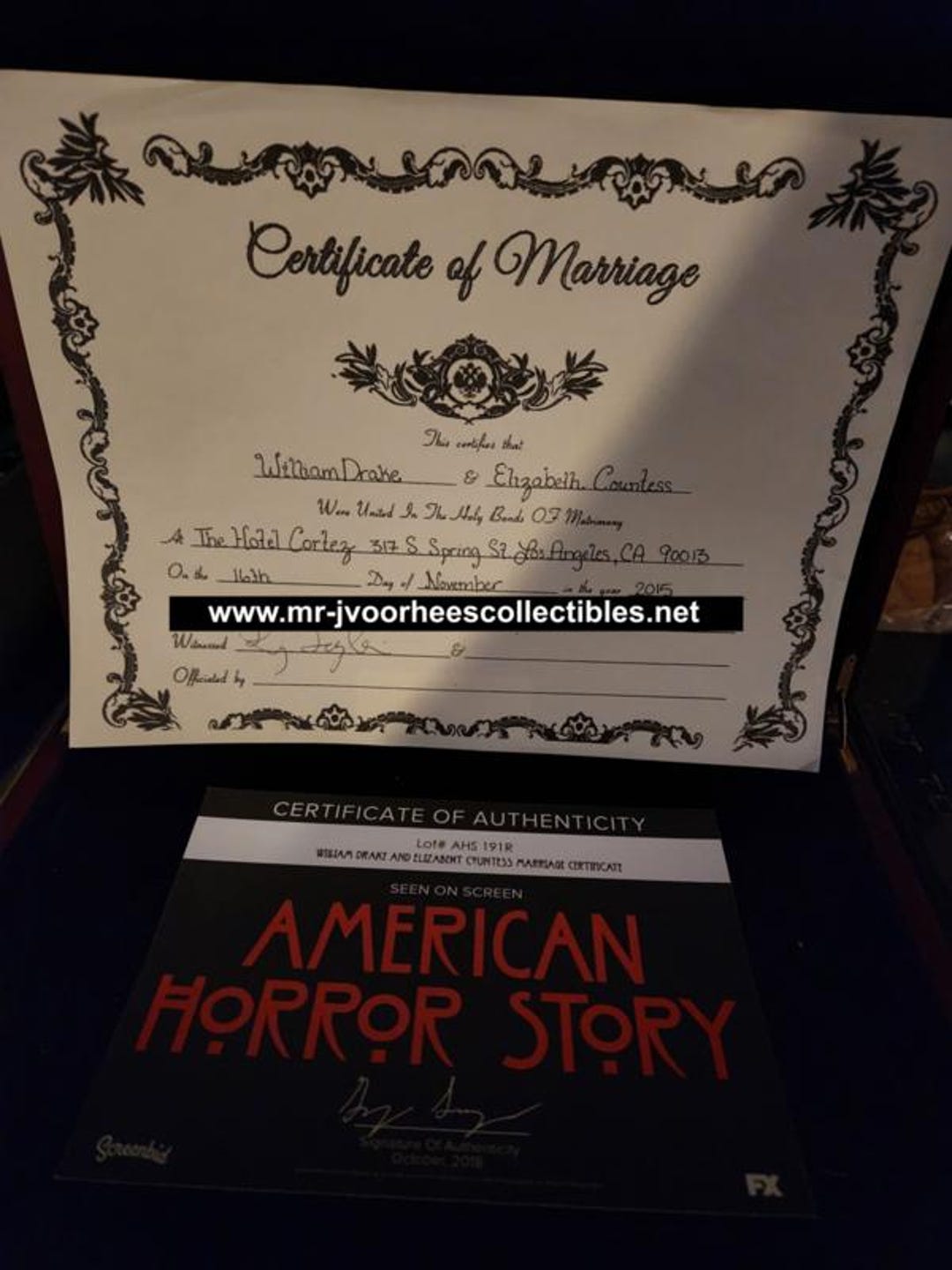 AHS American Horror Story Hotel Original Screen Used Lady Gaga Marriage 