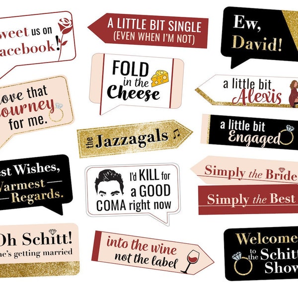 Schitt's Creek Bachelorette Party Photo Booth Props - Hen Party Props - Instant Digital Download - DIY Printable