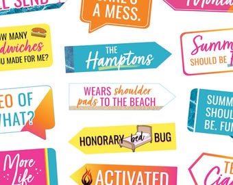 Accesorios para fotomatón de fiesta de verano en casa - Decoración de verano en Nueva York - Artículos para ver la reunión familiar (Descarga digital)