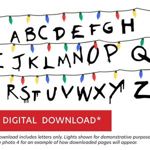 Printable Creepy Painted Letters - Stranger Letters Digital Banner - Painted Alphabet