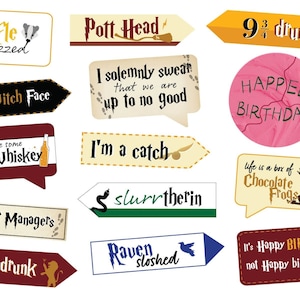 Witch and Wizard Birthday Party Photo Booth Props - Instant Digital Download - DIY Printable