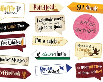 Witch and Wizard Birthday Party Photo Booth Props Instant - Etsy