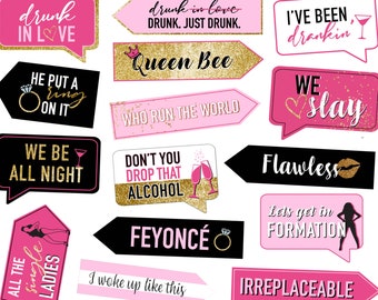 Feyonce Bachelorette Party Photo Booth Props - Feyonce Bridal Shower Decor - Instant Digital Download