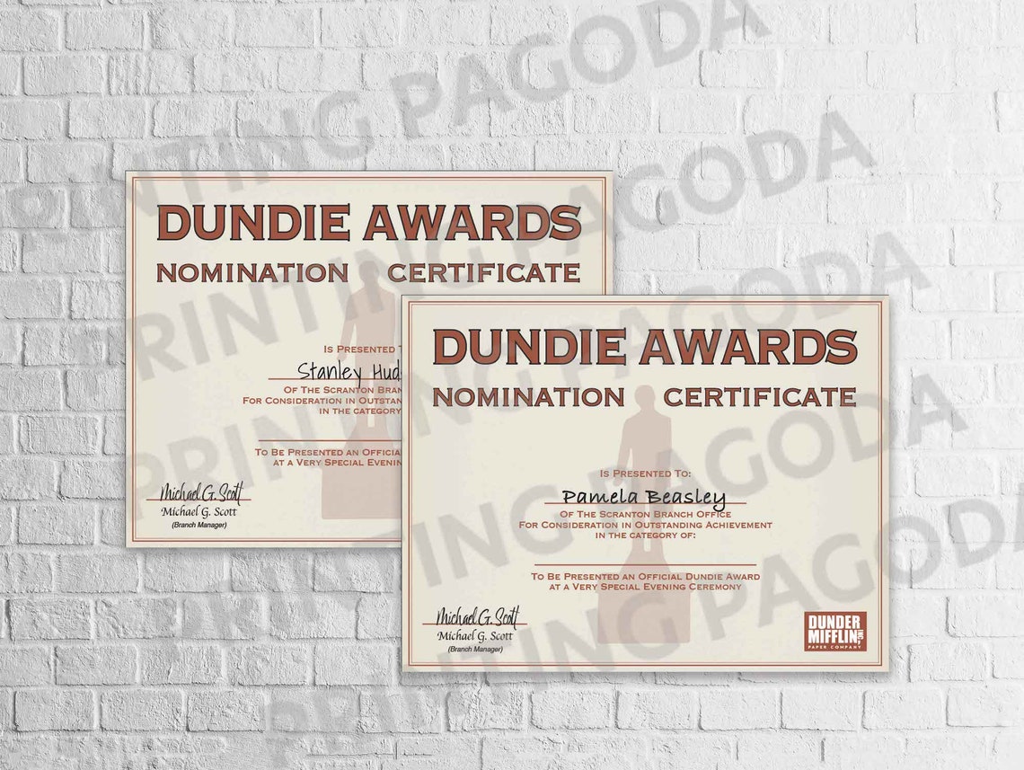 The Office Dundie Award Certificate The Office Bachelorette | Etsy