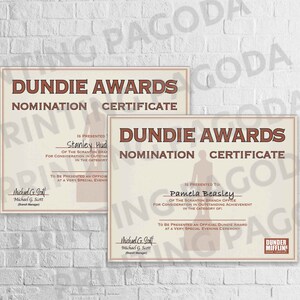 The Office Dundie Award Certificate - Office Party Favor - Office Party ...