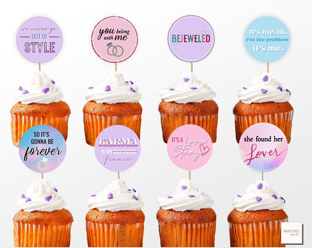 Taylor Swift Bachelorette Party Cupcake Toppers Swiftie Lover Bridal