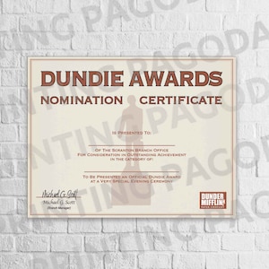 The Office Dundie Award Certificate the Office Bachelorette - Etsy