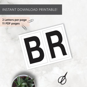 May include: Printable letters B and R in black on white paper. Instant download printable, 2 letters per page, 11 PDF pages.