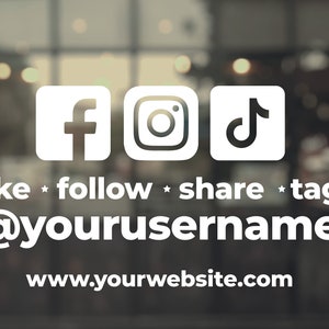 Social Media Decal / website decal / store front decal / follow us decal / follow us on social media sticker / custom decal / business hours