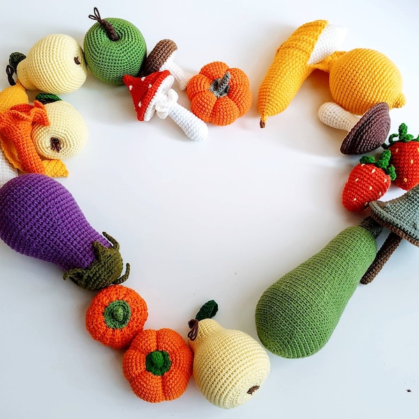 Gehaakte groente- en fruitset (22 stuks) Kitchen Play Food toys