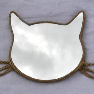 CAT HEAD MIRROR, Hemp Rope Cat Mirror, Frameless Wall Mirror, Wall Mirror Cat Head Shape, Cat Wall Mirror, Cat whisker Wall Decor, Cat Gifts