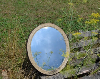 Oval Mirror, Wine Barrel Hoop Mirror, Boho Mirror, Iron Framed Mirror, Rustic Mirror, Country Home Mirror, Unusual Mirror, Large Oval Mirror