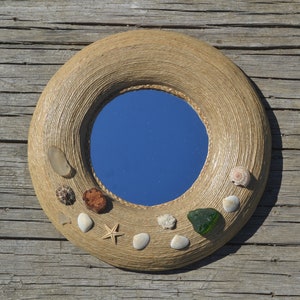 BEACH THEMED MIRROR, Round Wall Mirror, Tiny Hemp Rope Mirror, Decorative Wall Mirrors, Hanging Mirrors, Boho Mirrors, House Warming Gifts