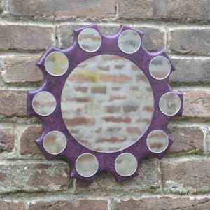 STEAMPUNK GEAR MIRROR, Specchio ruota, Specchio muro decorativo, Carta Mache Specchio, Mobili Bordeaux, Grande Specchio rotondo, Specchi rotondi piccoli