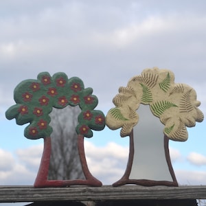 2 TREE SHAPE MIRRORS, Set of 2 Wall Mirrors, Decorative Mirrors, Paper Mache Mirrors, Tree Wall Art, Nature Lover Gifts, Children Room Decor