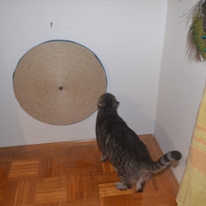 ROUND JUTE SCRATCHER, Floor & Wall Mounted Cat Scratcher, Jute Cat Scratcher, Round Cork Board, Cat Wall Furniture,Unique Cat Wall Scratcher