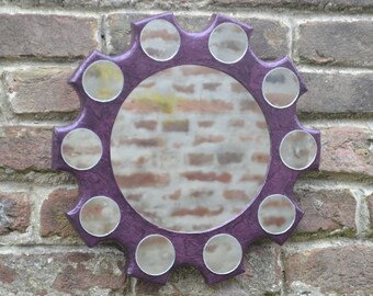 STEAMPUNK GEAR MIRROR, Wheel Mirror, Decorative Wall Mirror, Paper Mache Mirror, Bordeaux Furniture, Large Round Mirror, Small Round Mirrors