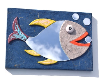 FISH WALL MIRROR, Decorative Wall Mirror, Fisherman Gifts, Mirrored Fish, Blue Mirror, Gift for Him, Man Cave Mirror, Fish Wall Art, Mirrors