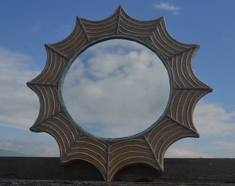 HEMP SPIDERWEB MIRROR, Decorative Wall Mirror, Spiderweb Wall Decor, Round Spider Web Mirror, One of a kind mirrors, Spooky Mirrors, Gothic