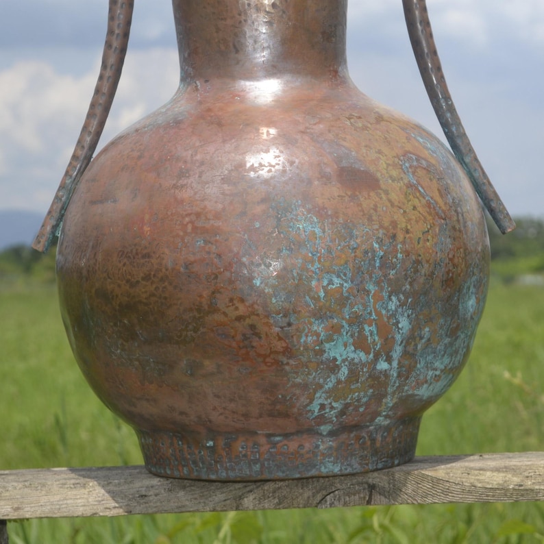 LARGE COPPER VASE 10 Liters capacity, 73 cm tall Vase, Vintage Copper Vase, Kitchen Table Decor, Copper Umbrela Stand, Boho Home Decor, Vase image 5