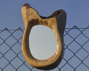 WOODEN TOOTH MIRROR, Strange Shape Mirror, Rotten Tooth Mirror, Curvy Wooden Mirror, Rustic Decor, Asymmetrical Mirror, Irregular mirror