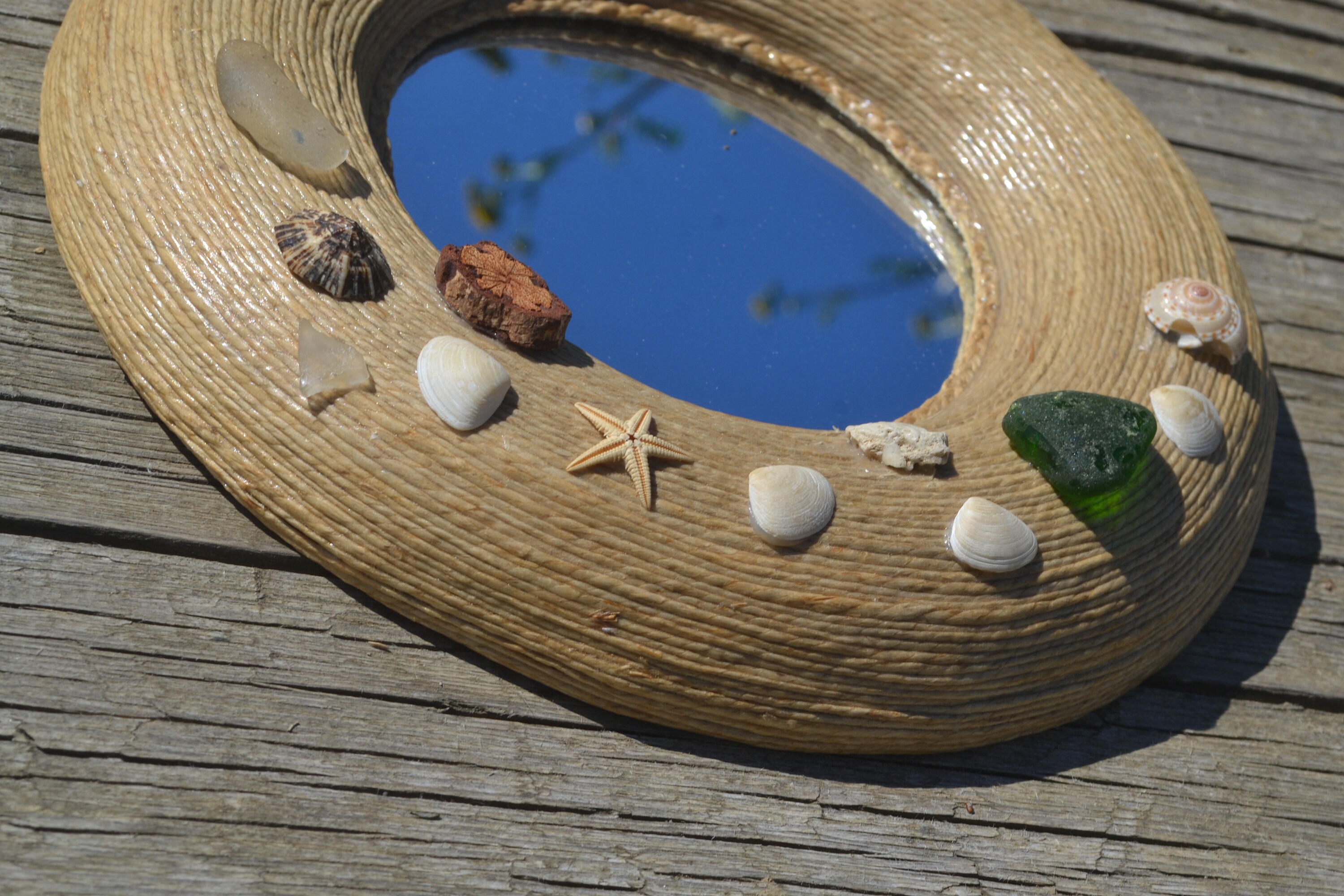 BEACH THEMED MIRROR Round Wall Mirror Tiny Hemp Rope Mirror Etsy