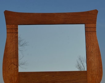 WAVY WOODEN MIRROR, Vintage Wooden Mirror, Large Wooden Mirror, Folk Art, Large Rectangle Mirror, Wall Hanging Mirrors, Rustic Wall Decor