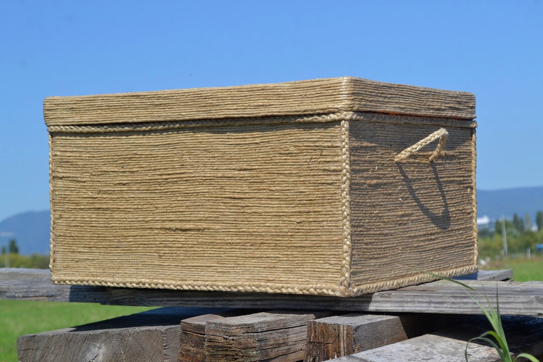 LARGE HEMP TRUNK, Recycled Cardboard Box Covered in Hemp Rope, Hemp ...