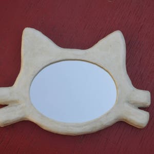 WHITE CAT's HEAD Mirror, Decorative Wall Mirror, white cat, unique hand made mirror, cat lover's furniture, Small Wall Mirror, Cat Mirror image 5