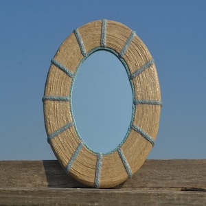 25 x 17 cm WALL MIRROR, Decorative Mirror, Natural Hemp Mirror, Handmade Mirror, Bohemian Wall Decot, Boho Mirror, Hippie Home Mirror, Gifts image 1