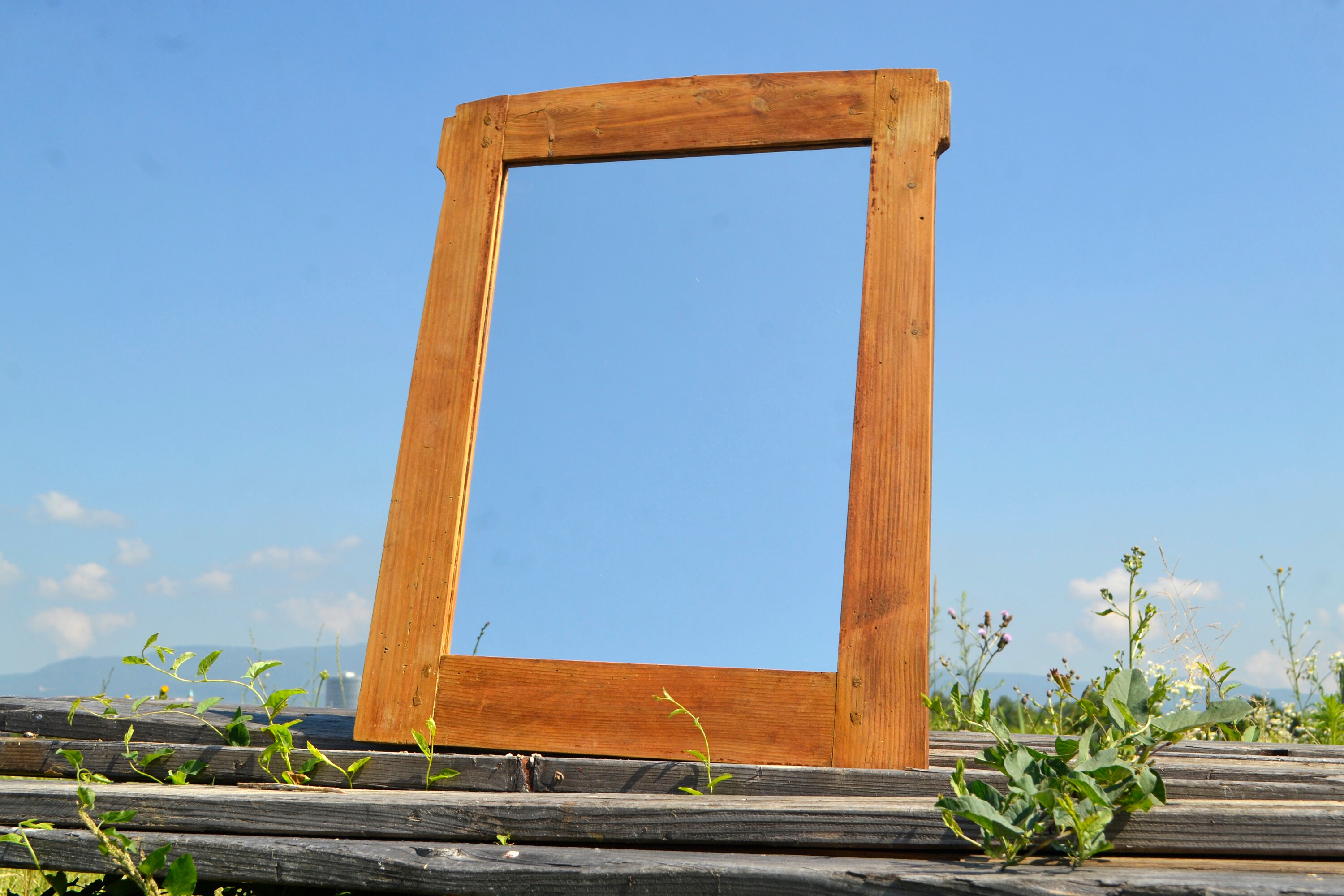 ANTIQUE WOODEN MIRROR, Large Wall Mirror, Rustic Kitchen Decor