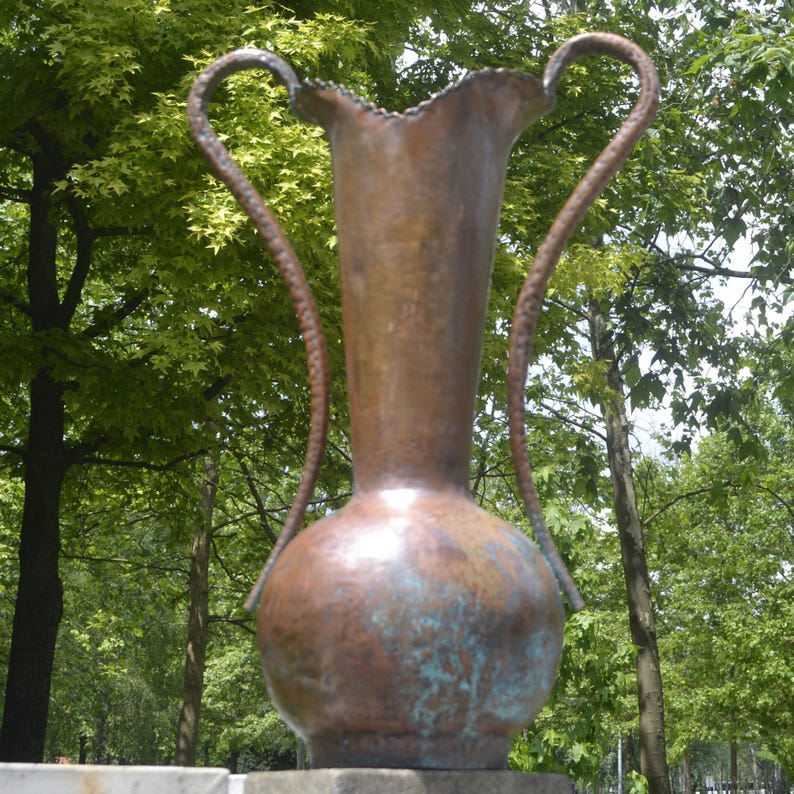 LARGE COPPER VASE 10 Liters capacity, 73 cm tall Vase, Vintage Copper Vase, Kitchen Table Decor, Copper Umbrela Stand, Boho Home Decor, Vase image 3