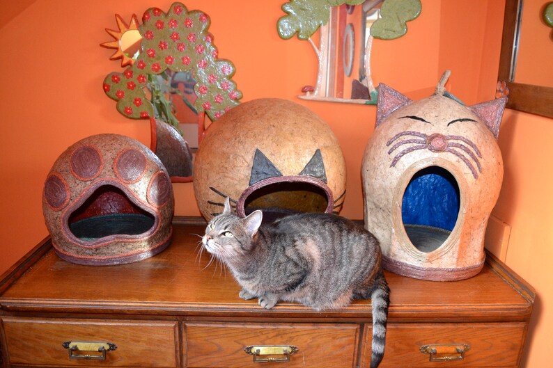 CAT CAVE Giant Cat Head Bed Paper Mache Sculpture Cat Etsy