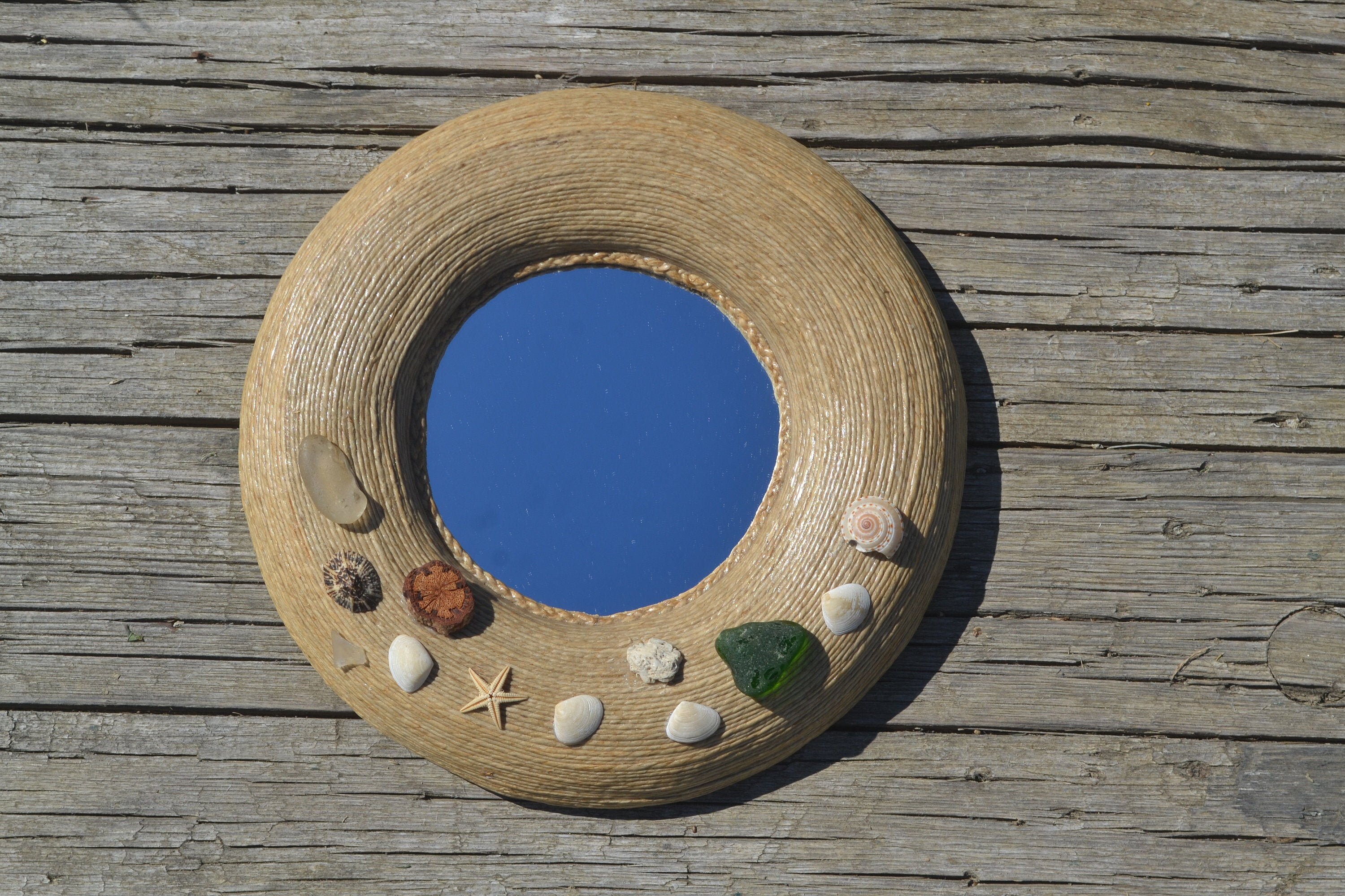 BEACH THEMED MIRROR Round Wall Mirror Tiny Hemp Rope Mirror Etsy