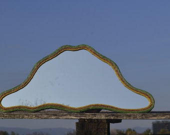 COLORFUL HEMP MIRROR, Wavy Wall Mirror, Rectangle Wall Mirror, Eclectic Wall Decor, Bohemian Mirror, House Warming Gift, Wavy Wall Furniture