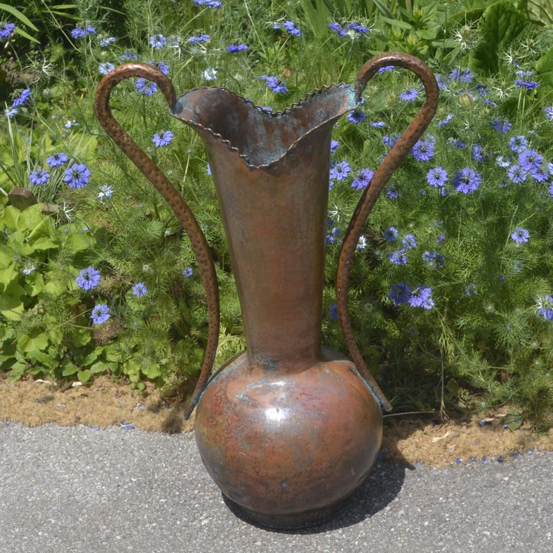 LARGE COPPER VASE 10 Liters capacity, 73 cm tall Vase, Vintage Copper Vase, Kitchen Table Decor, Copper Umbrela Stand, Boho Home Decor, Vase image 2