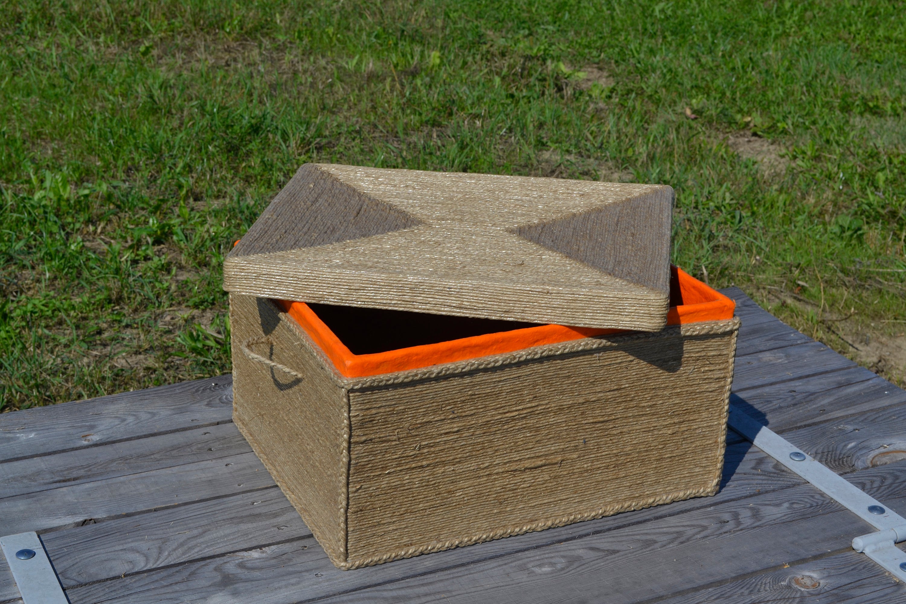 LARGE HEMP TRUNK Recycled Cardboard Box Covered in Hemp Rope Etsy UK