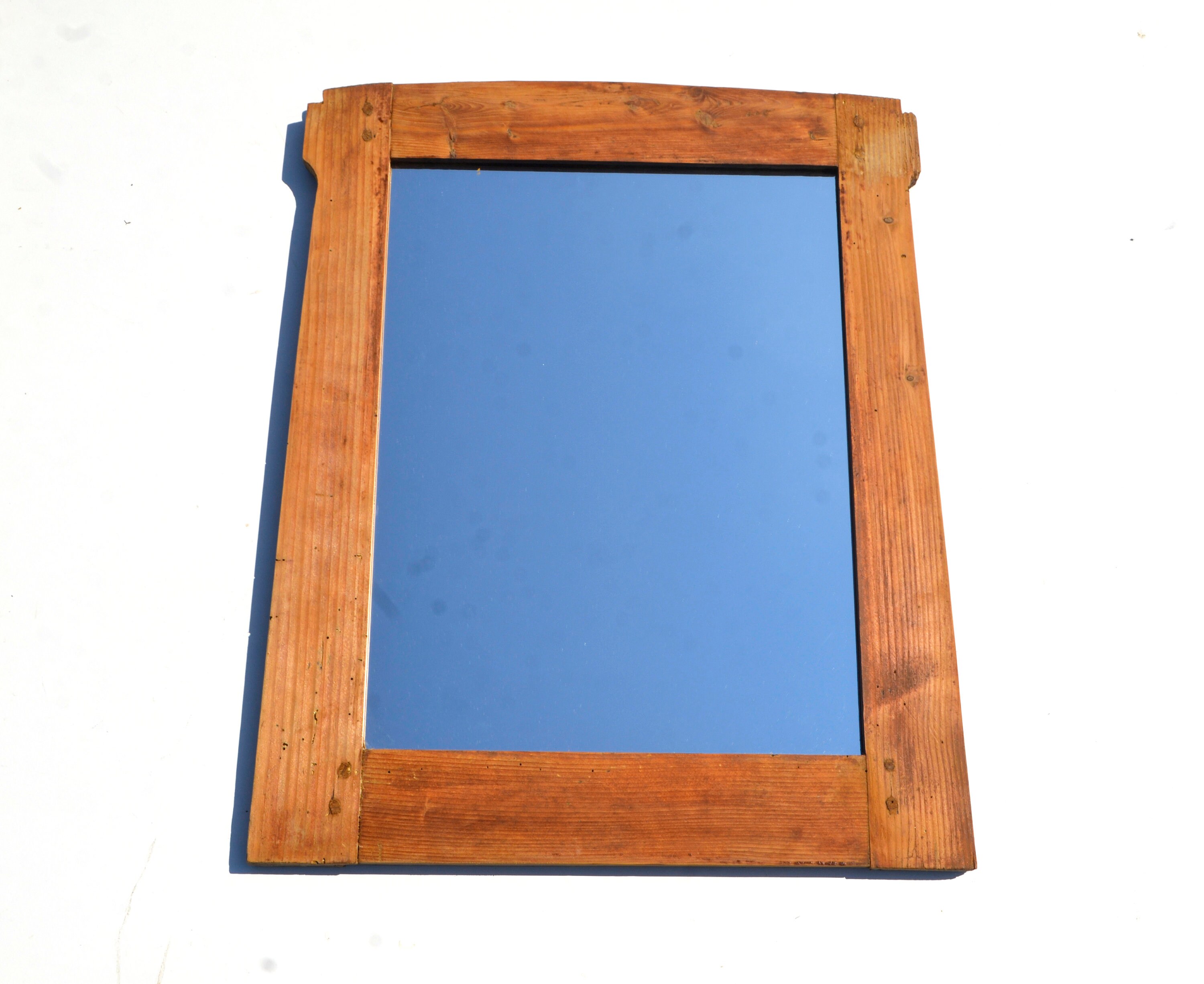 ANTIQUE WOODEN MIRROR, Large Wall Mirror, Rustic Kitchen Decor