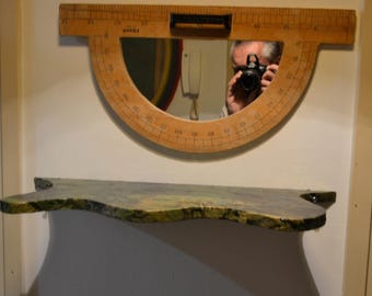 VINTAGE HOUTEN GRAFIEK Wandspiegel, grote houten gradenboog, houten driehoek liniaal, wiskunde student geschenken, geschenken leraar, ongebruikelijke geschenken