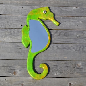 LARGE SEAHORSE MIRROR, Paper Mache Sea Horse Mirror, Wall Mirrors, Decorative Mirrors, Birthday Gifts, Anniversary Gift, Coastal Wall Decor
