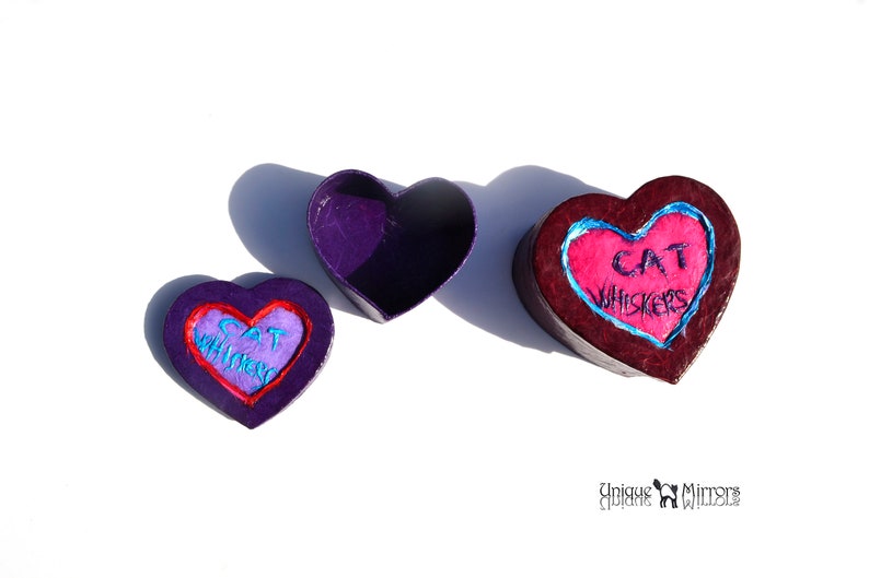 PAPER MACHE BOX Heart Shaped Cats Whiskers Box Bordeaux Box Etsy