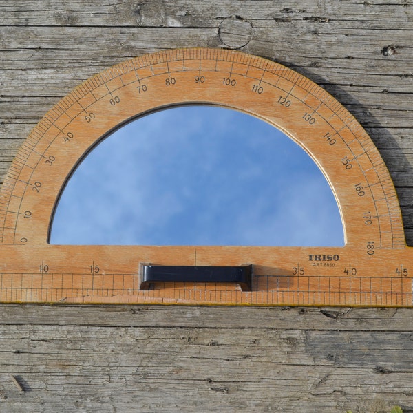 VINTAGE WOODEN PROTRACTOR Wall Mirror, Large Wooden Protractor, Wood Triangle Ruler, Mathematics Student Gifts, Teacher Gifts, Unusual Gifts