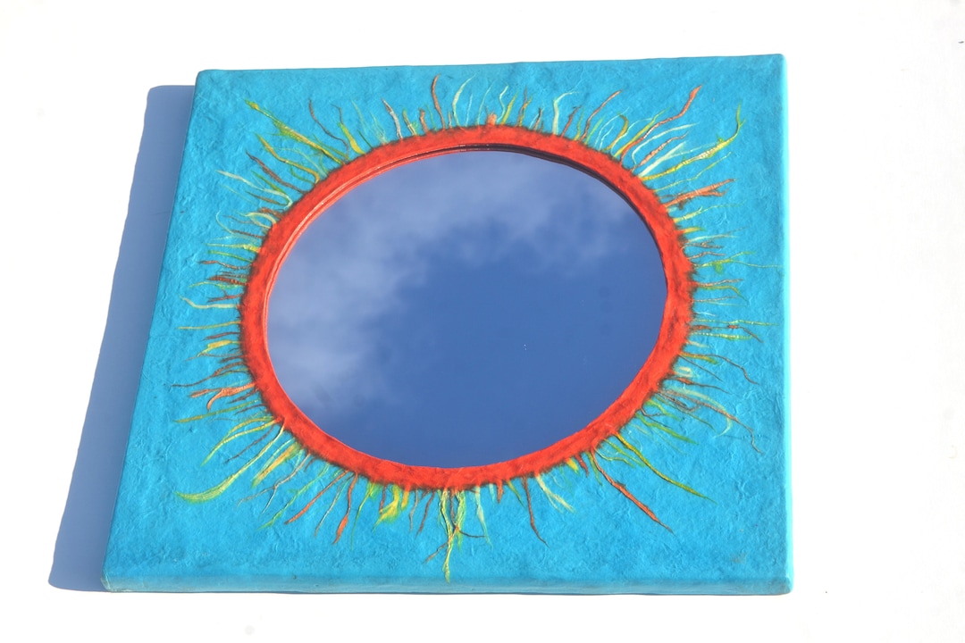 LARGE SUN MIRROR Decorative Wall Mirror Blue Square Mirrors Etsy
