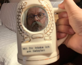7.5 dcl BEER MUG with MIRROR: Mit Dir trinke ich am liebsten, Funny Dad Gift, German Teacher Retirement Gift